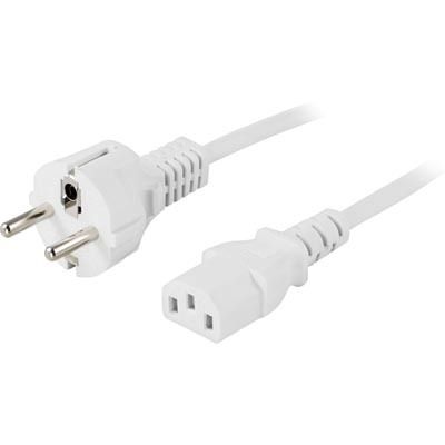 DELTACO Power Cord | Powercord | CEE 7/7 - IEC C13 | 2m | White